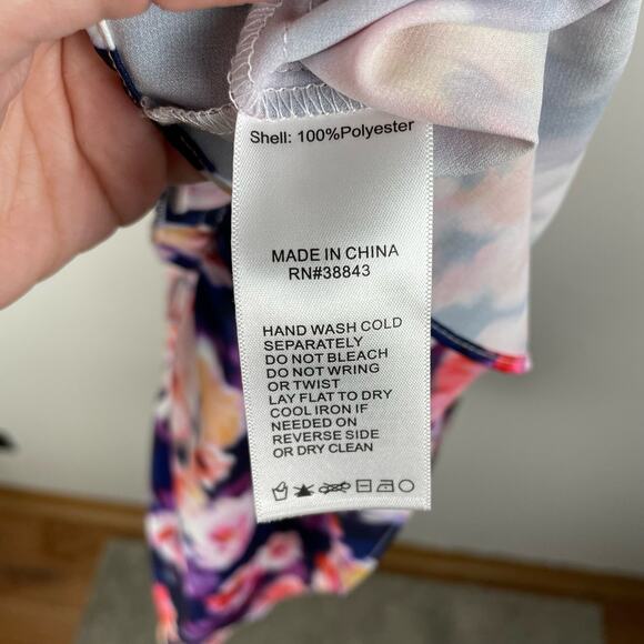 Sam Edelman Brushed Floral High Neck Tiered Dress Size XS Purple Cocktail Party - Picture 8 of 8